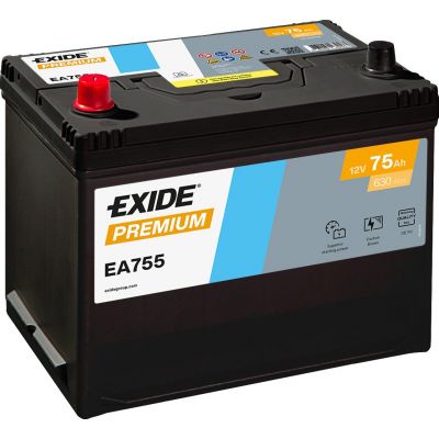 Автомобильный аккумулятор EXIDE Premium 6СТ-75Ah Аз ASIA 630A (EN) EA755