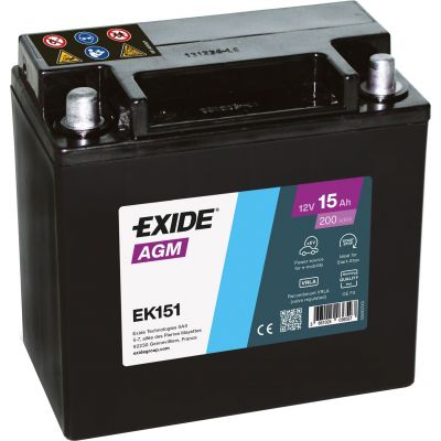 Мото акумулятор EXIDE Start-Stop Auxiliary 6СТ-15Ah Аз 12В 200А (EN) EK151
