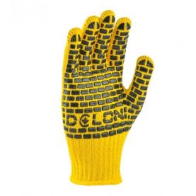 Перчатки Ладони трикотажные желтые с ПВХ 4078