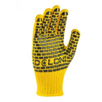 Перчатки Ладони трикотажные желтые с ПВХ 4078