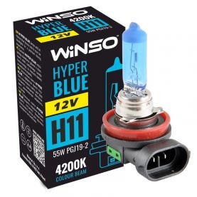 Лампа галогенна WINSO 12V H11 HYPER BLUE 4200K 55W PGJ19-2 712820