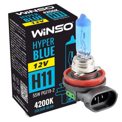 Лампа галогенна WINSO 12V H11 HYPER BLUE 4200K 55W PGJ19-2 712820