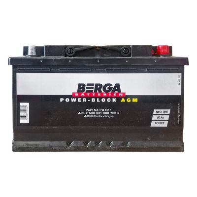 Автомобільний акумулятор BERGA Power Block AGM 6СТ-80Ah Аз 800А (EN) 5809010807502