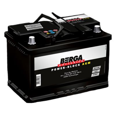 Автомобільний акумулятор BERGA Power Block AGM 6СТ-70Ah Аз 760А (EN) 5709010767502