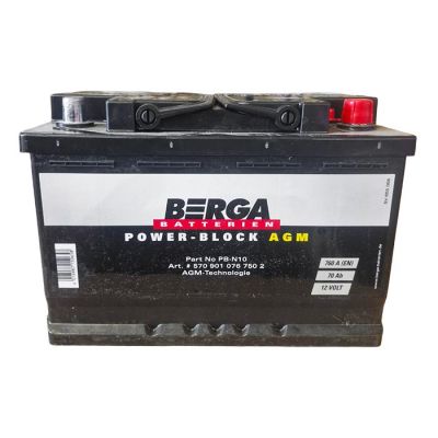 Автомобільний акумулятор BERGA Power Block AGM 6СТ-70Ah Аз 760А (EN) 5709010767502