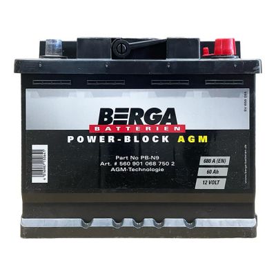 Автомобільний акумулятор BERGA Power Block AGM 6СТ-60Ah Аз 680А (EN) 5609010687502