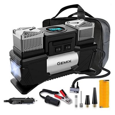 Автокомпрессор GEMIX Model I двухпоршневой AUTOSTOP фонарик, 60 л/мин