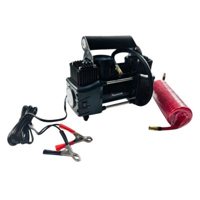 Компрессор автомобильный двухпоршневой Poputchik на 85л/мин 10 АТМ с фонарем