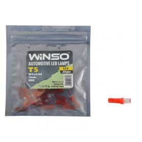 Лампи LED mini WINSO 12V FLUX T5 W2x4.6d 1LED red 20шт