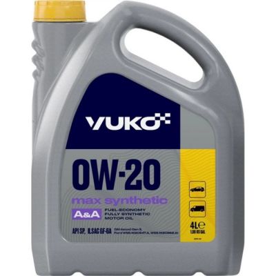 Автомобильное моторное масло YUKO MAX SYNTHETIC A&A 0W-20 4л