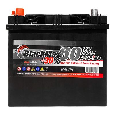 Автомобильный аккумулятор BlackMax 6СТ-60Ah Аз ASIA 540A (EN) B4025