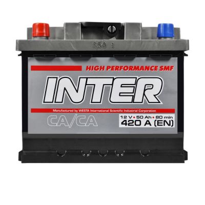Автомобильный аккумулятор INTER high performance 6СТ-50Ah Аз 420A inter21