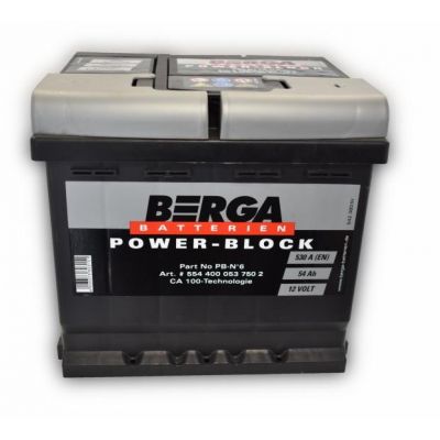 Автомобільний акумулятор BERGA Power Block 6СТ-54Ah АзЕ 530A (EN) 554400053