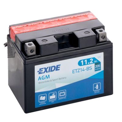 Мото аккумулятор EXIDE AGM 6СТ-11,2Ah Аз 12В 205А (EN) ETZ14-BS