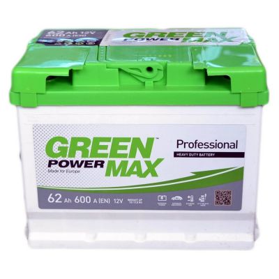 Автомобильный аккумулятор GREEN POWER MAX 6СТ-62Ah Аз 600A (EN)
