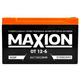 Аккумулятор тяговый MAXION AGM 12Ah Аз 6V mx6v12