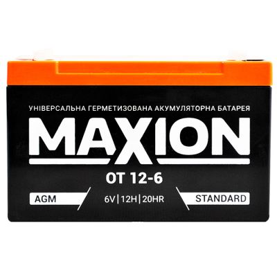 Аккумулятор тяговый MAXION AGM 12Ah Аз 6V mx6v12