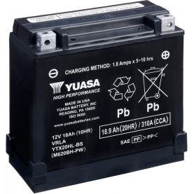 Мото акумулятор Yuasa High Performance MF VRLA Battery AGM 6СТ-18,9Ah АзЕ 310А (EN) сухозаряджений YTX20HL-BS