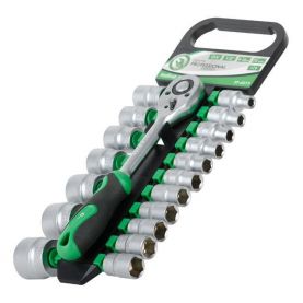 Набір торцевих головок з Трещеточний рукояткою 1/2 ", Cr-V, 19 од., INTERTOOL ET-6019