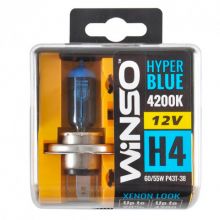 Лампа галогенная WINSO (12V H4 HYPER BLUE 4200K 60/55W P43t-38 SET) 712450