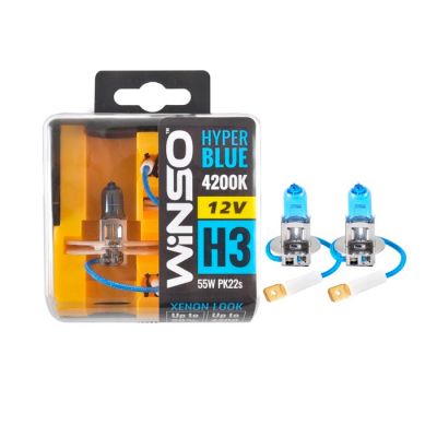 Лампа галогенная WINSO 12V H3 HYPER BLUE 4200K 55W PK22s SET 712350