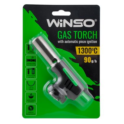 Горелка газовая WINSO с автоматическим пьезоподжигом керамическая защита длина сопла 68мм 260230