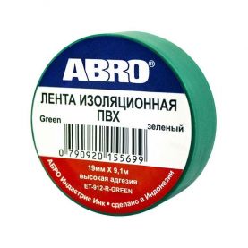 Изоляционная лента ABRO PVC Electrical Tape зелёная ET-912 G 19мм*9,1м