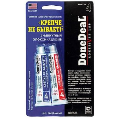 Эпокси-адгезив Donedeal "Крепче не бывает" 4-минутный прозрачный DD6538 2*21,3г