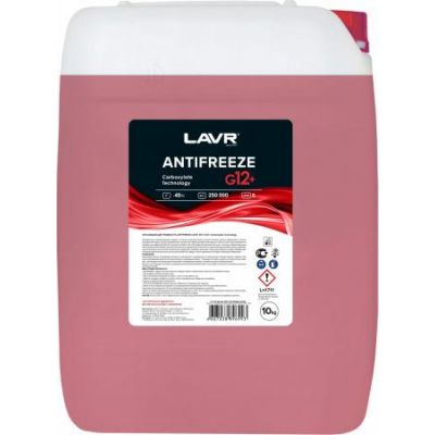 Антифриз LAVR Antifreeze Hybrid Technology G12+ -45°C красный 10л Ln1711
