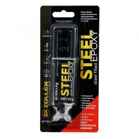 Клей Zollex Super Epoxy двухкомпонентный эпоксидный с наполнителем из стали ST-400 35г