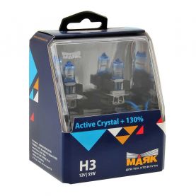 Автолампа МАЯК Active Crystal +130% комплект (PK22s, H3, 4000K, 12V, 55W) MK 72320AC+130