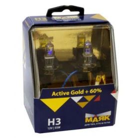 Автолампа МАЯК Active Gold +60% комплект (PK22s, H3, 12V, 55W) MK 72320AG+60