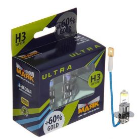Автолампа МАЯК Ultra Gold +60% комплект (PK22s, H3, 12V, 55W) MK 82320G+60