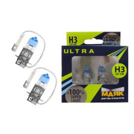 Автолампа МАЯК Ultra Super Light+100% комплект (PK22s, H3, 12V, 55W) MK 82320SL+100