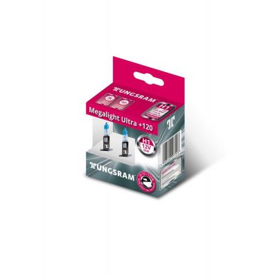 Автолампа TUNGSRAM Megalight Ultra +120 комплект (P14.5s, H1, 12V, 55W) TU 50310NU.2D
