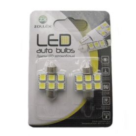 Автолампа Zollex LED V2204 1шт. (Festoon/31mm, white, 12V, SMD 5050x6)