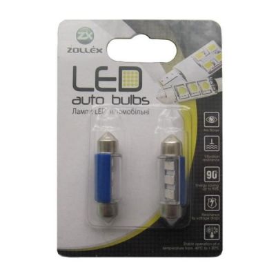 Автолампа Zollex LED V100488 1шт. (Festoon/36mm, blue, 12V, SMD 2835x6)