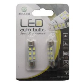 Автолампа Zollex LED V2218 1шт. (Festoon/36mm, white, 12V, SMD 2835x6)