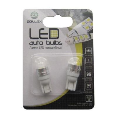 Автолампа Zollex LED T1101 1шт. (T10, white, 12V, 1W HPx1)