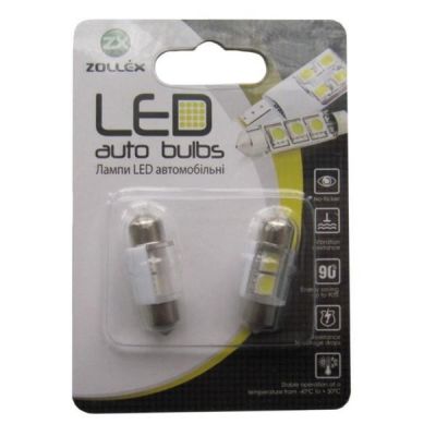 Автолампа Zollex LED V2209 1шт. (Festoon/31mm, white, 12V, SMD 5050x2)