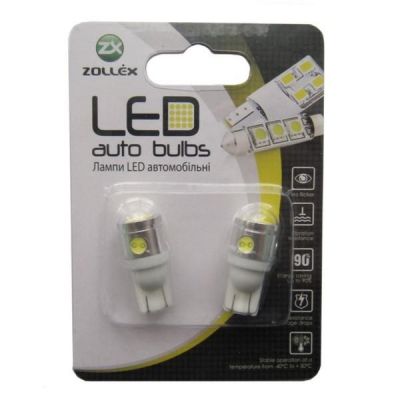 Автолампа Zollex LED T1129 1шт. (T10, white, 12V, (0,2+1W) HPx4)