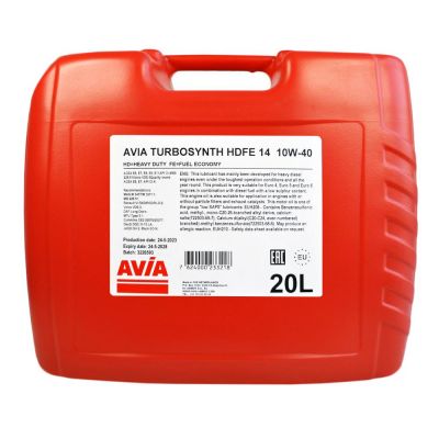 Автомобильное моторное масло AVIA TURBOSYNTH HDFE 14 10W40 20л avia0064